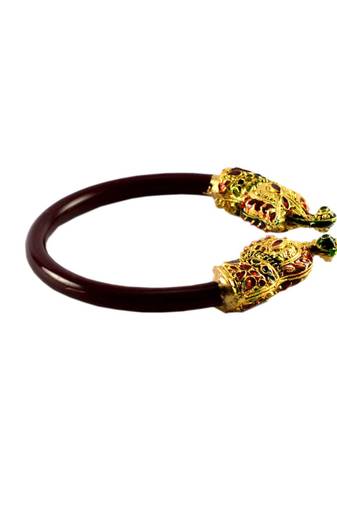 Extra Large Size Brass And Acrylic Bangle Color Maroon