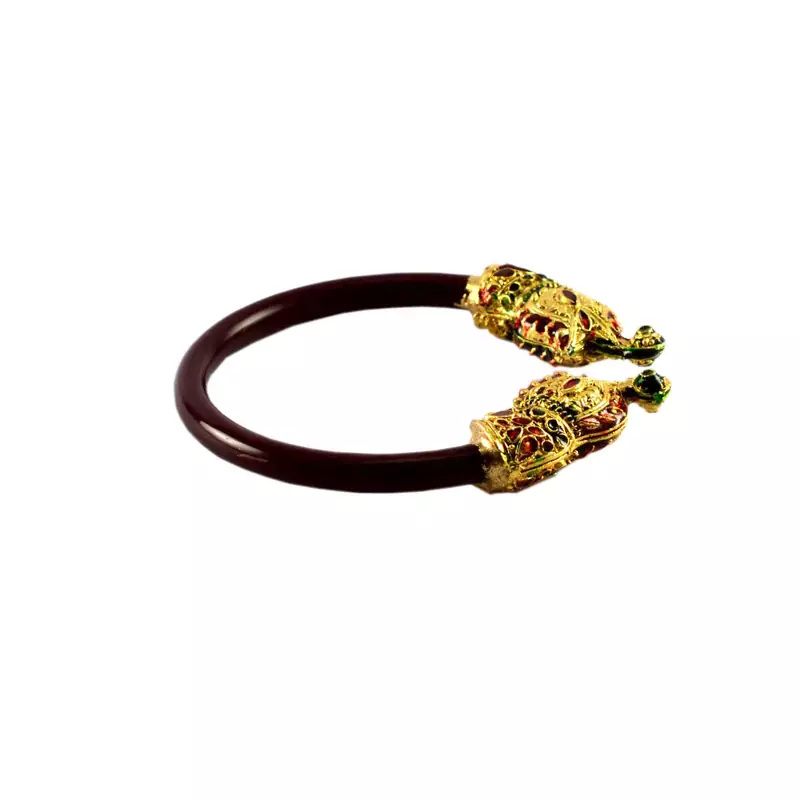 Extra Large Size Brass And Acrylic Bangle Color Maroon