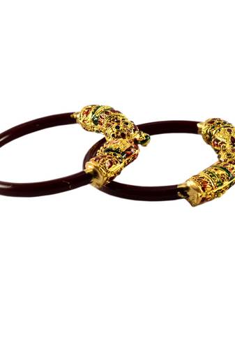 Extra Large Size Brass And Acrylic Bangle Color Maroon