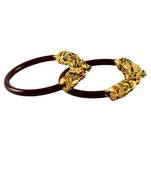 Extra Large Size Brass And Acrylic Bangle Color Maroon
