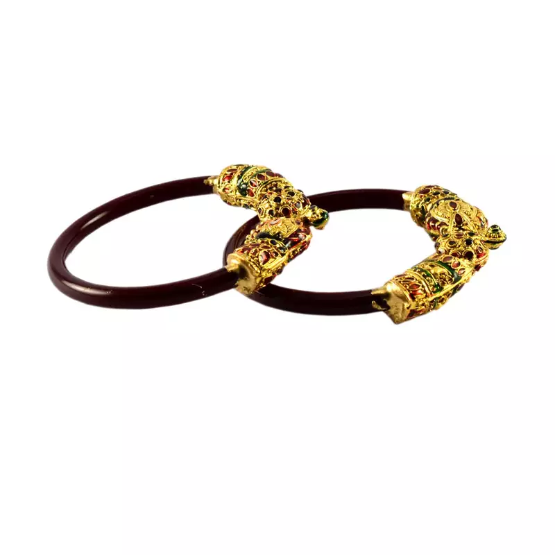 Extra Large Size Brass And Acrylic Bangle Color Maroon