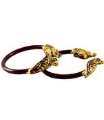 Extra Large Size Brass And Acrylic Bangle Color Maroon