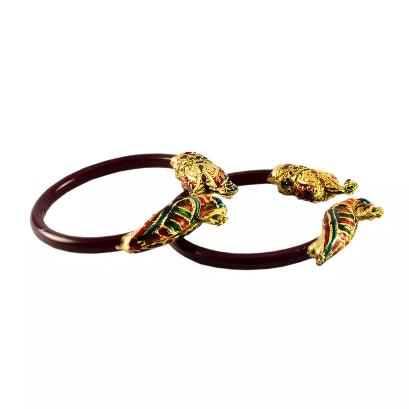 Extra Large Size Brass And Acrylic Bangle Color Maroon