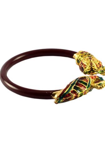 Extra Large Size Brass And Acrylic Bangle Color Maroon
