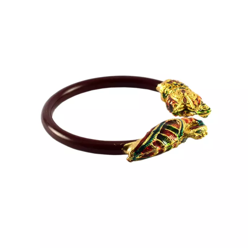 Extra Large Size Brass And Acrylic Bangle Color Maroon
