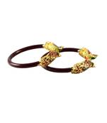 Extra Large Size Brass And Acrylic Bangle Color Maroon