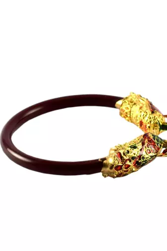 Extra Large Size Brass And Acrylic Bangle Color Maroon