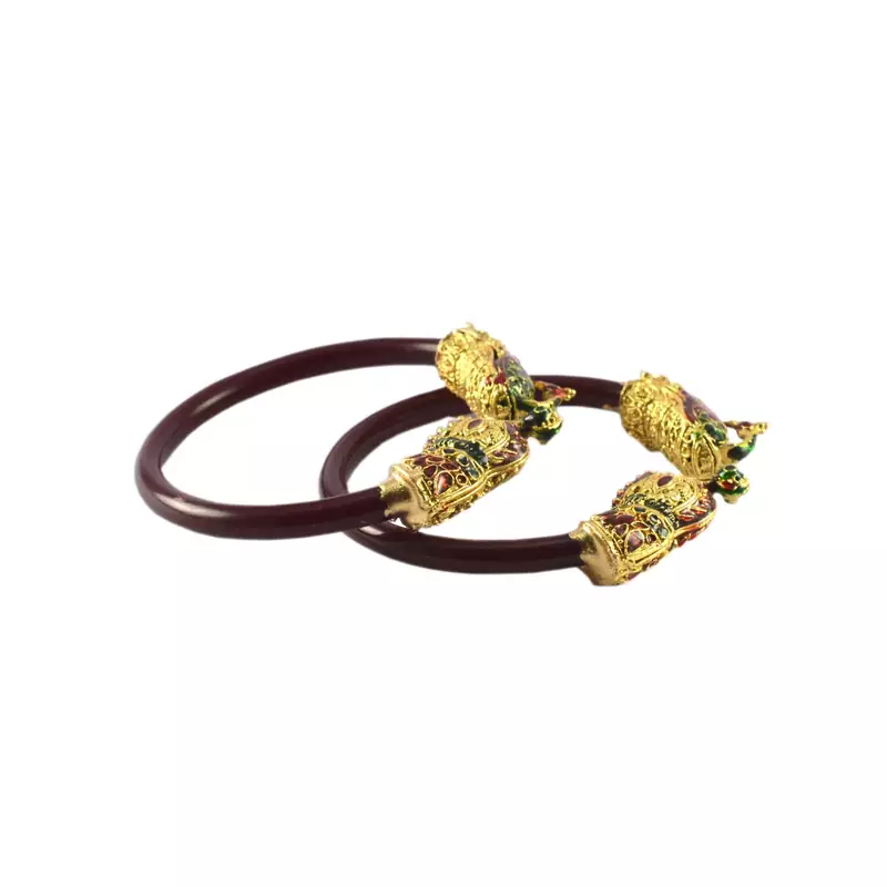 Extra Large Size Brass And Acrylic Bangle Color Maroon