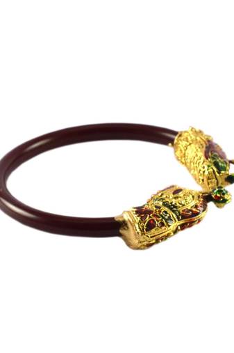 Extra Large Size Brass And Acrylic Bangle Color Maroon