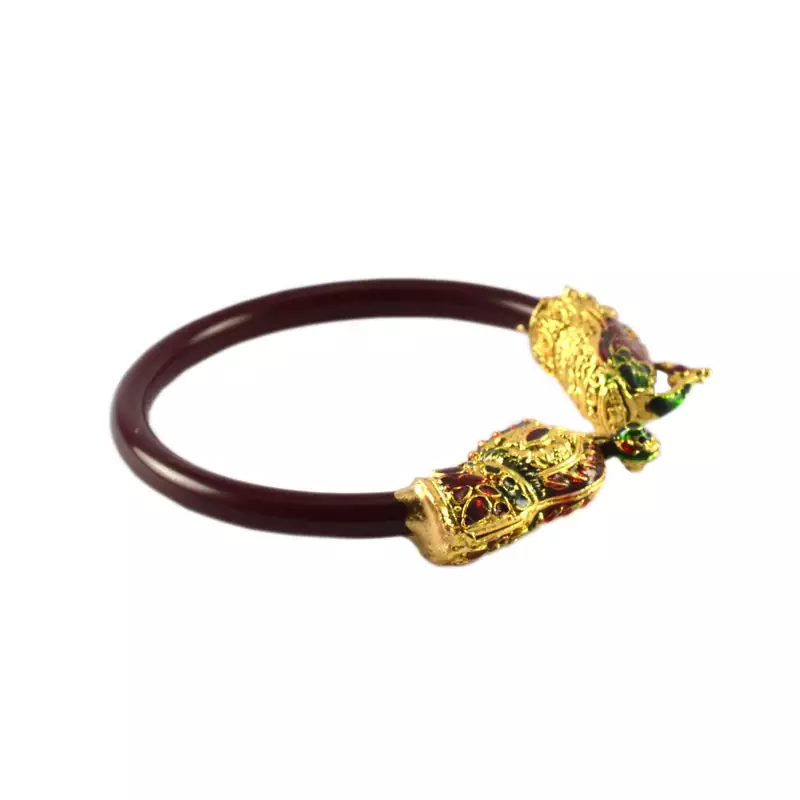 Extra Large Size Brass And Acrylic Bangle Color Maroon