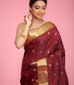 Maroon Kanjivaram Silk Saree With Blouse Piece