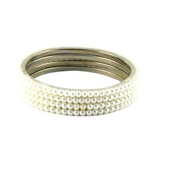 Extra Large Size Brass And Acrylic Bangle Color White 2