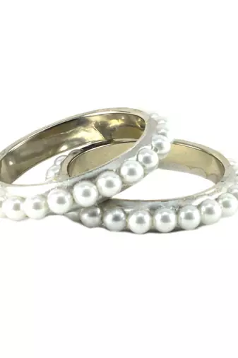 Extra Large Size Brass And Acrylic Bangle Color White