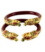 Extra Large Size Brass And Acrylic Bangle Color Maroon