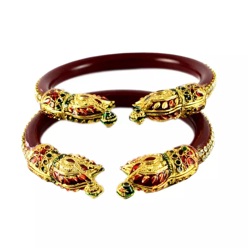 Extra Large Size Brass And Acrylic Bangle Color Maroon