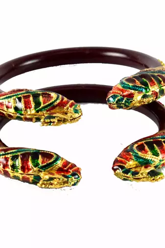 Extra Large Size Brass And Acrylic Bangle Color Maroon
