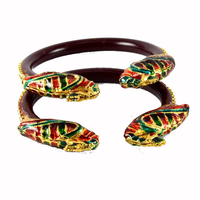 Extra Large Size Brass And Acrylic Bangle Color Maroon