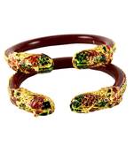 Extra Large Size Brass And Acrylic Bangle Color Maroon