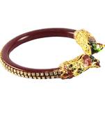 Extra Large Size Brass And Acrylic Bangle Color Maroon