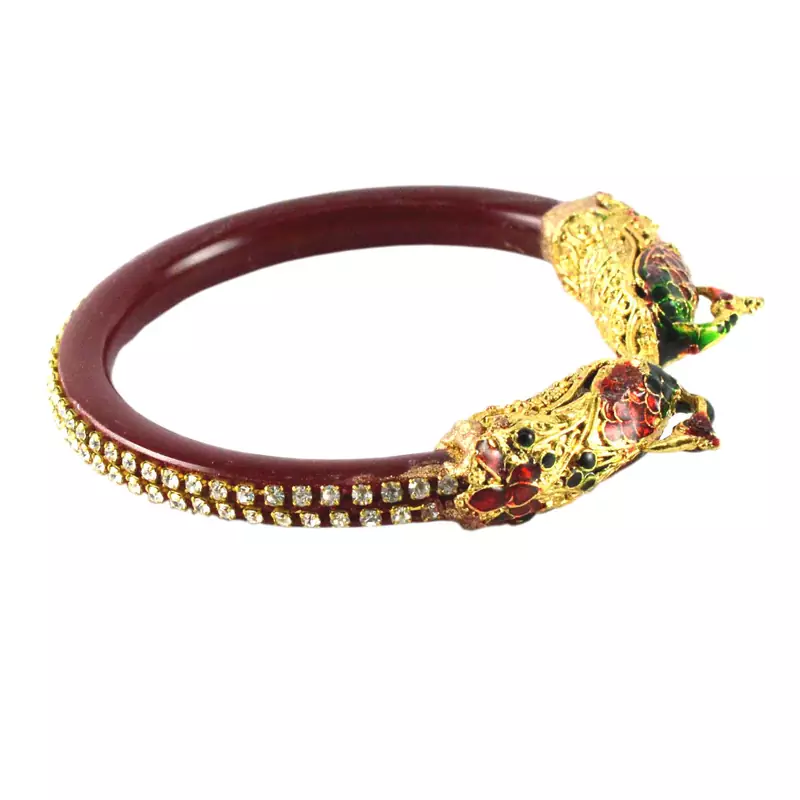 Extra Large Size Brass And Acrylic Bangle Color Maroon
