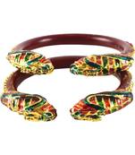 Extra Large Size Brass And Acrylic Bangle Color Maroon