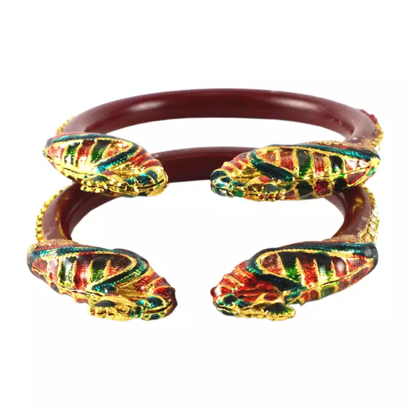 Extra Large Size Brass And Acrylic Bangle Color Maroon
