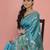 Peacock Green Kantha Stitch Pure Silk Saree With Blouse Piece