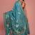 Peacock Green Kantha Stitch Pure Silk Saree With Blouse Piece