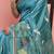 Peacock Green Kantha Stitch Pure Silk Saree With Blouse Piece