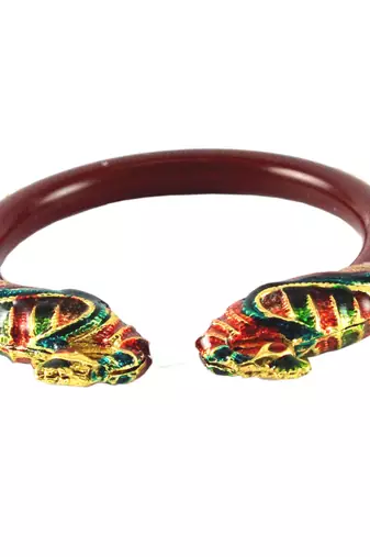 Extra Large Size Brass And Acrylic Bangle Color Maroon