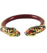 Extra Large Size Brass And Acrylic Bangle Color Maroon