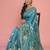 Peacock Green Kantha Stitch Pure Silk Saree With Blouse Piece