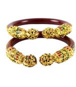 Extra Large Size Brass And Acrylic Bangle Color Maroon