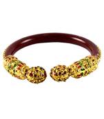 Extra Large Size Brass And Acrylic Bangle Color Maroon
