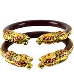 Extra Large Size Brass And Acrylic Bangle Color Maroon
