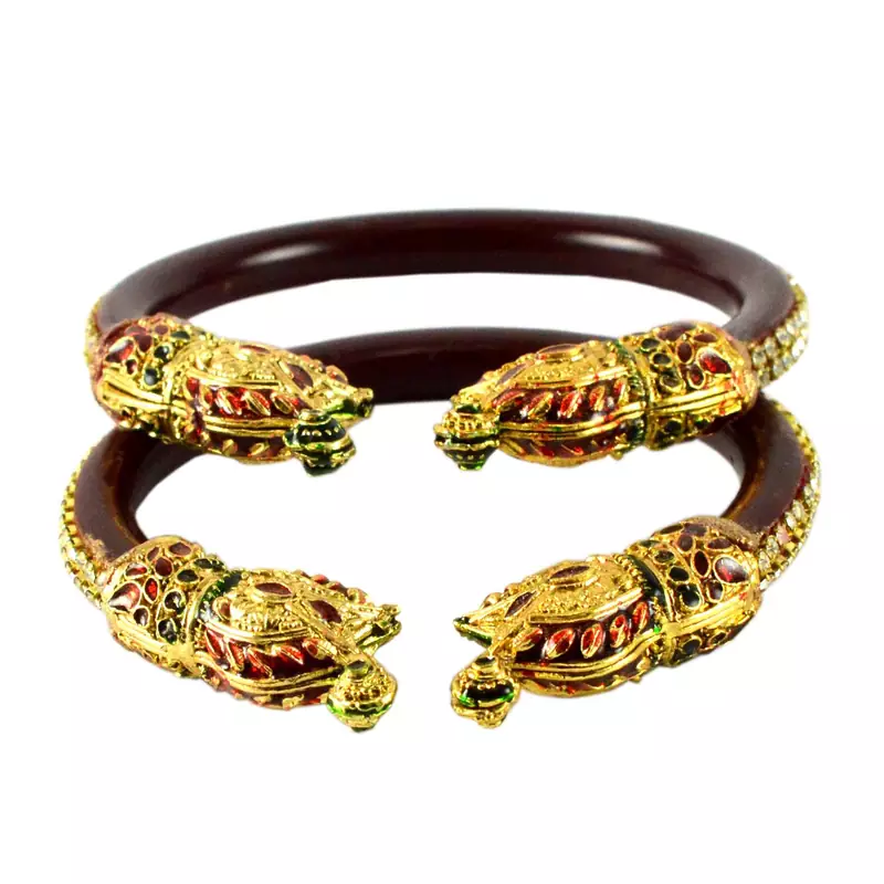Extra Large Size Brass And Acrylic Bangle Color Maroon