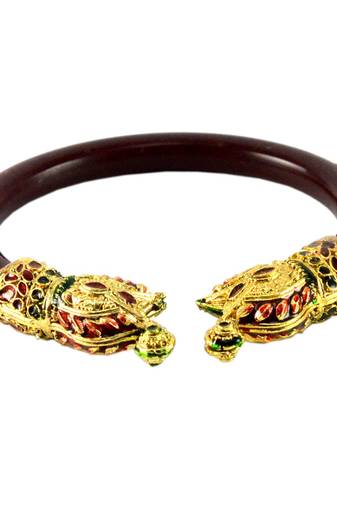Extra Large Size Brass And Acrylic Bangle Color Maroon