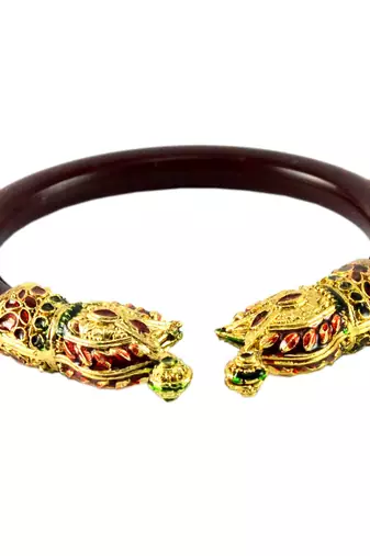 Extra Large Size Brass And Acrylic Bangle Color Maroon