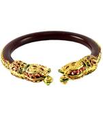 Extra Large Size Brass And Acrylic Bangle Color Maroon