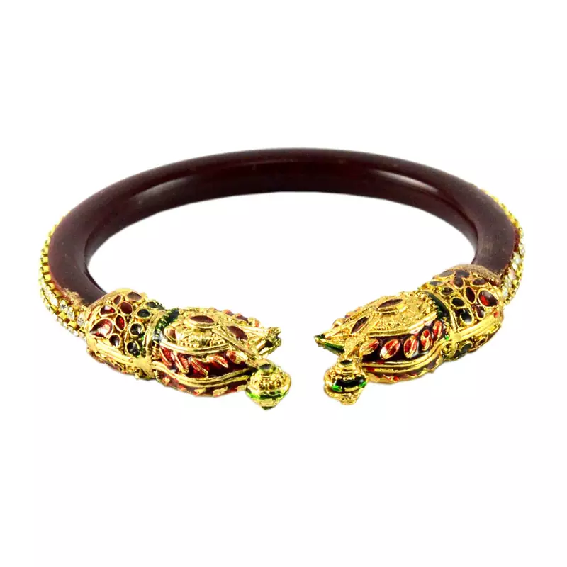Extra Large Size Brass And Acrylic Bangle Color Maroon
