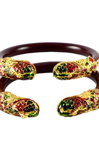 Extra Large Size Brass And Acrylic Bangle Color Maroon