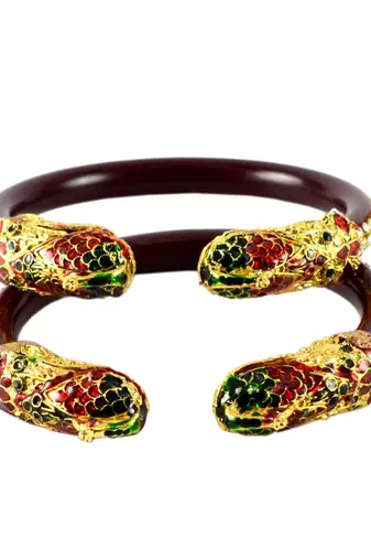Extra Large Size Brass And Acrylic Bangle Color Maroon