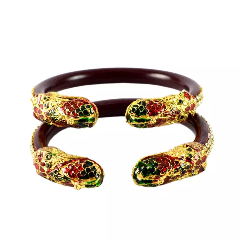 Extra Large Size Brass And Acrylic Bangle Color Maroon