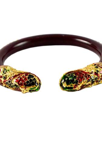 Extra Large Size Brass And Acrylic Bangle Color Maroon