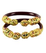 Extra Large Size Brass And Acrylic Bangle Color Maroon