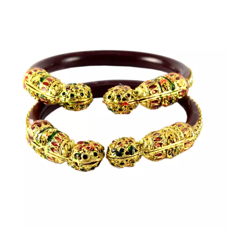 Extra Large Size Brass And Acrylic Bangle Color Maroon