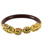 Extra Large Size Brass And Acrylic Bangle Color Maroon
