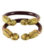 Extra Large Size Brass And Acrylic Bangle Color Maroon