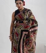 Multicolor Batik Printed Pure Silk Saree With Blouse Piece