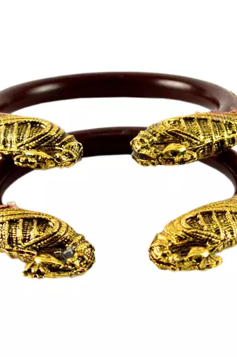 Extra Large Size Brass And Acrylic Bangle Color Maroon